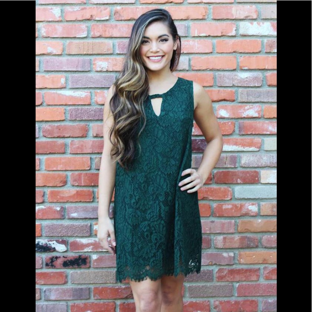 Lovely in Lace Green Shift Dress
